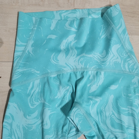 Gymshark Waist Support Leggings Bright Turquoise Print High Stay-put Waist XS - Picture 4 of 9
